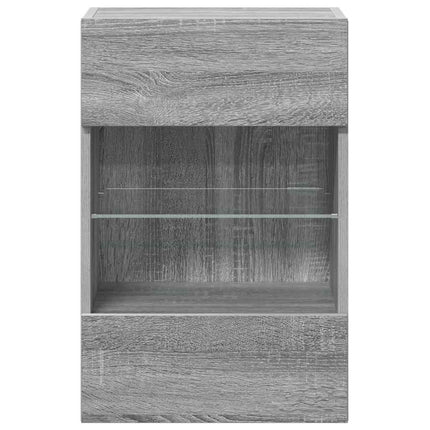 væghængte skabe til TV 2 stk. med LED-lys 40x30x60,5 cm grå sonoma