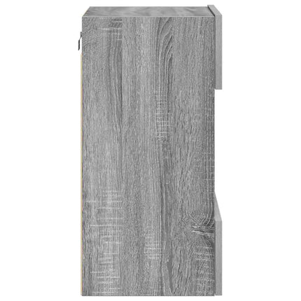 væghængte skabe til TV 2 stk. med LED-lys 40x30x60,5 cm grå sonoma