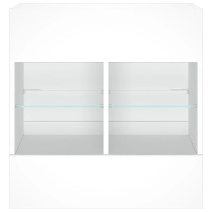 væghængt tv-bord med LED-lys 58,5x30x60,5 cm hvid