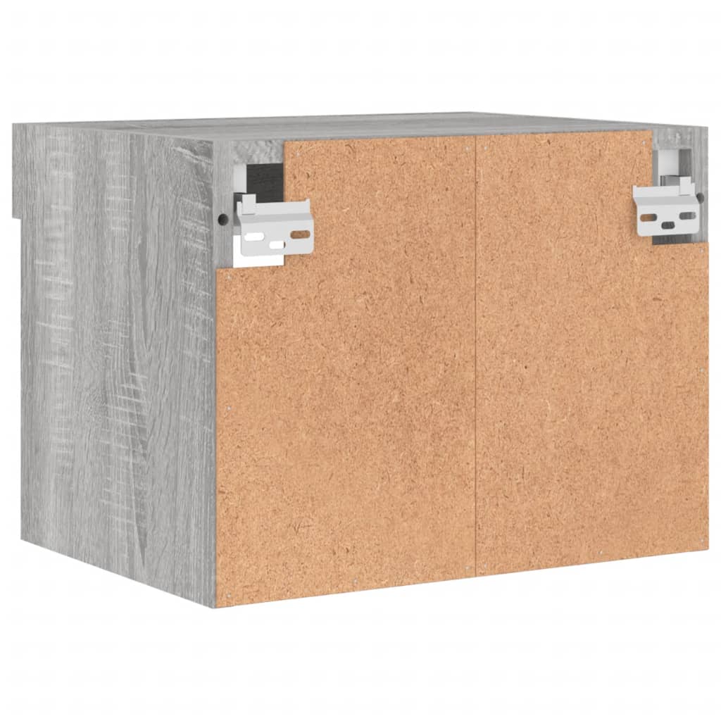 sengebord med LED-lys væghængt grå sonoma-eg