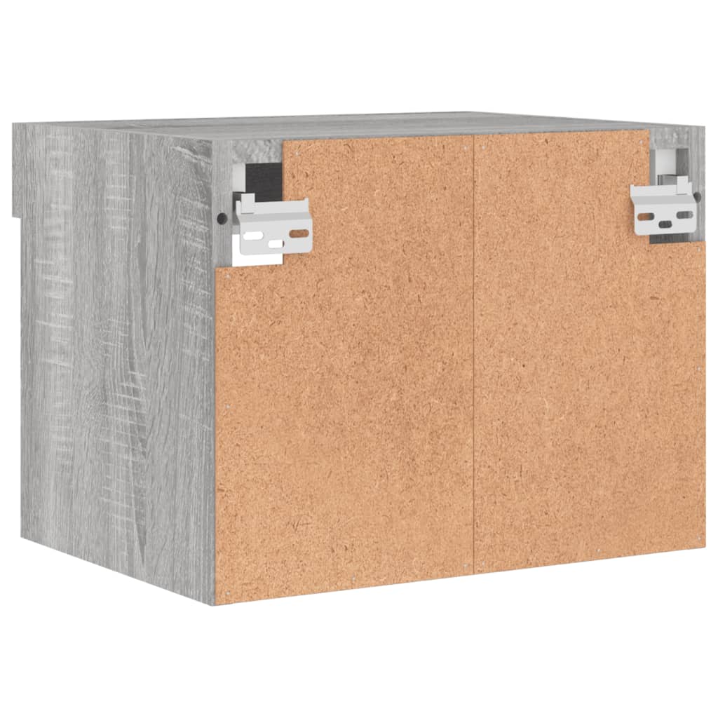 sengeborde 2 stk. med LED-lys væghængt grå sonoma-eg