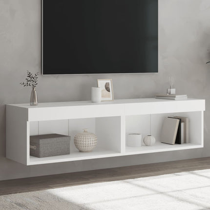 tv-borde med LED-lys 2 stk. 60x30x30 cm hvid
