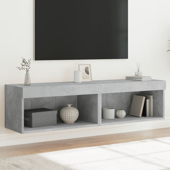 tv-borde med LED-lys 2 stk. 60x30x30 cm betongrå
