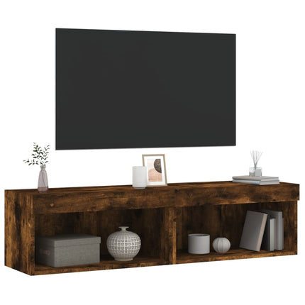 tv-borde med LED-lys 2 stk. 60x30x30 cm røget egetræsfarve