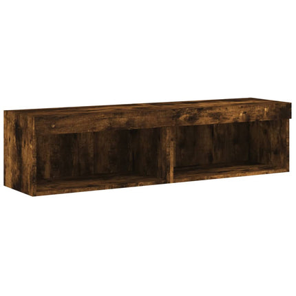 tv-borde med LED-lys 2 stk. 60x30x30 cm røget egetræsfarve