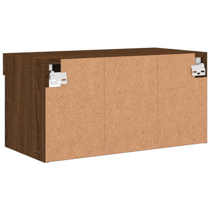 tv-bord 60x30x30 cm med LED-lys brun egetræsfarve