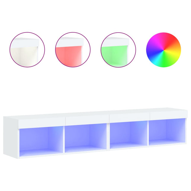 tv-borde 2 stk. med LED-lys 80x30x30 cm hvid