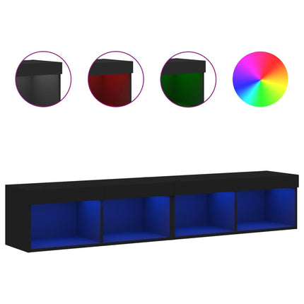 tv-borde 2 stk. med LED-lys 80x30x30 cm sort