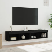 tv-borde 2 stk. med LED-lys 80x30x30 cm sort