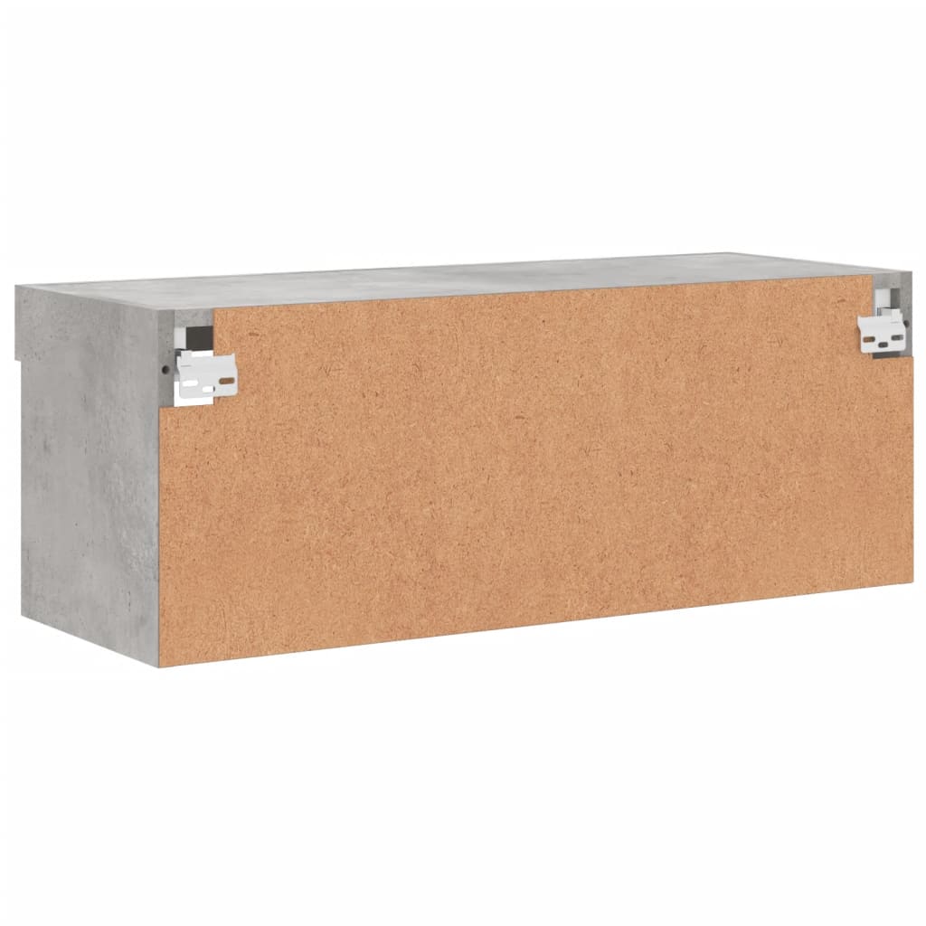 sengebord med LED-lys 80x30x30 cm betongrå