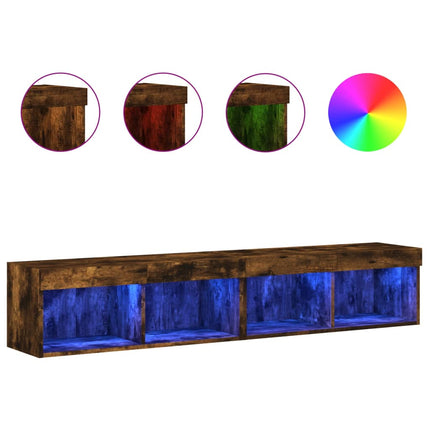 tv-borde med LED-lys 2 stk. 80x30x30 cm røget egetræsfarve