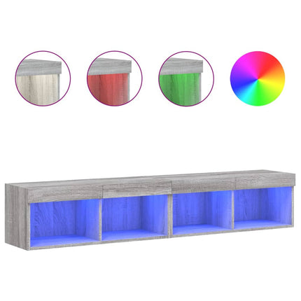 tv-borde 2 stk. med LED-lys 80x30x30 cm grå sonoma-eg