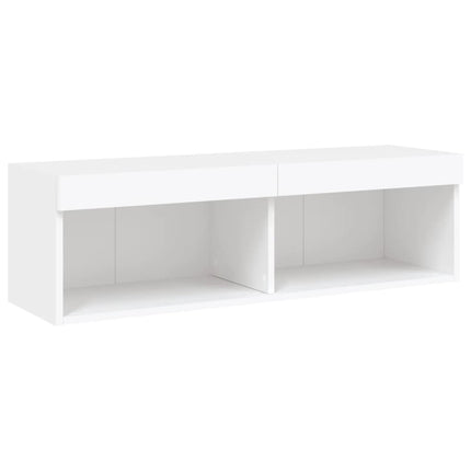 tv-bord med LED-lys 100x30x30 cm hvid