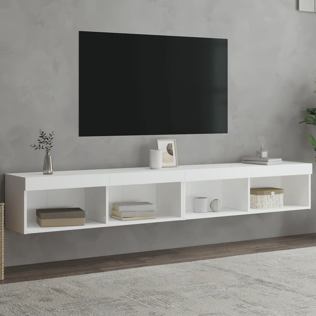 tv-borde 2 stk. med LED-lys 100x30x30 cm hvid
