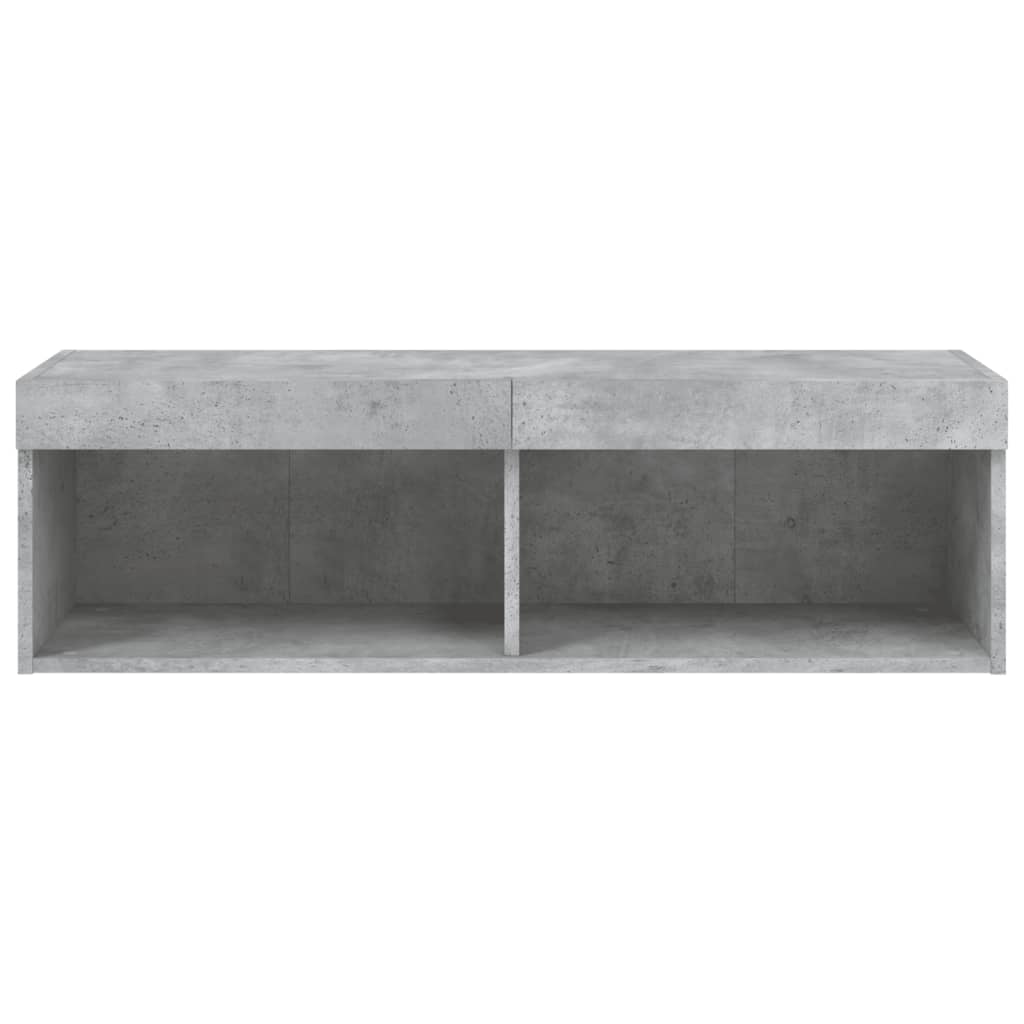 tv-bord med LED-lys 100x30x30 cm betongrå