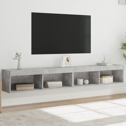 tv-borde 2 stk. med LED-lys 100x30x30 cm betongrå