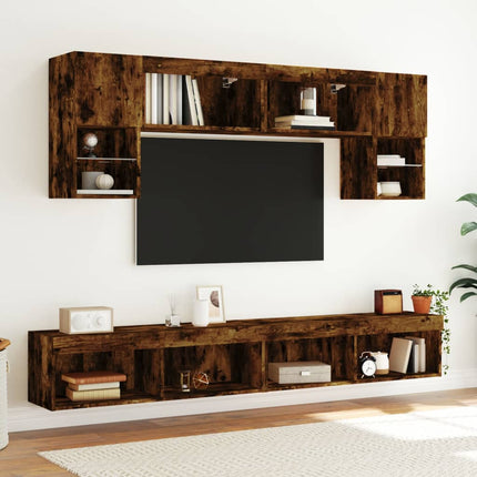 tv-bord med LED-lys 100x30x30 cm røget egetræsfarve
