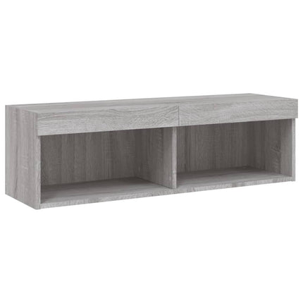 tv-bord med LED-lys 100x30x30 cm grå sonoma-eg