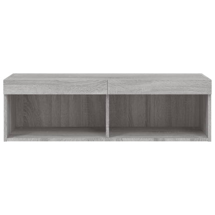 tv-bord med LED-lys 100x30x30 cm grå sonoma-eg