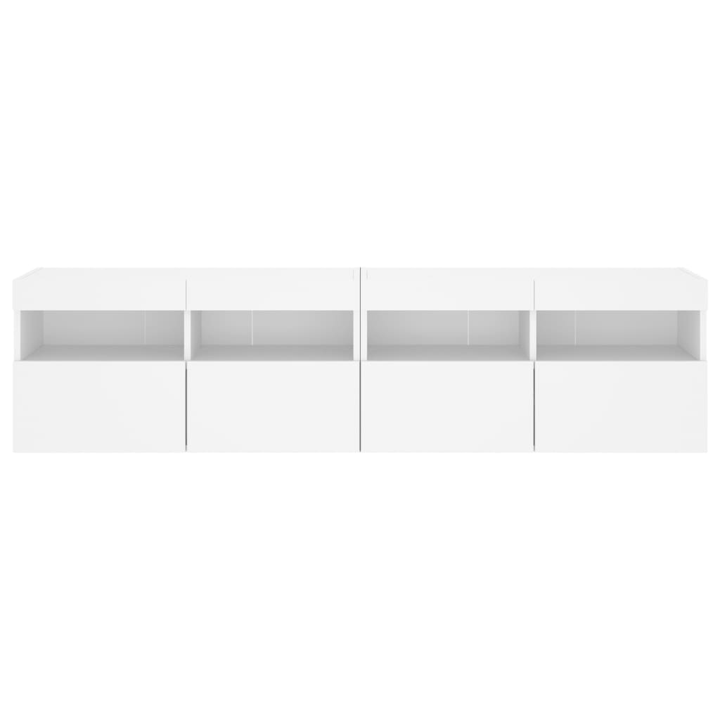 væghængte tv-borde 2 stk. med LED-lys 80x30x40 cm hvid