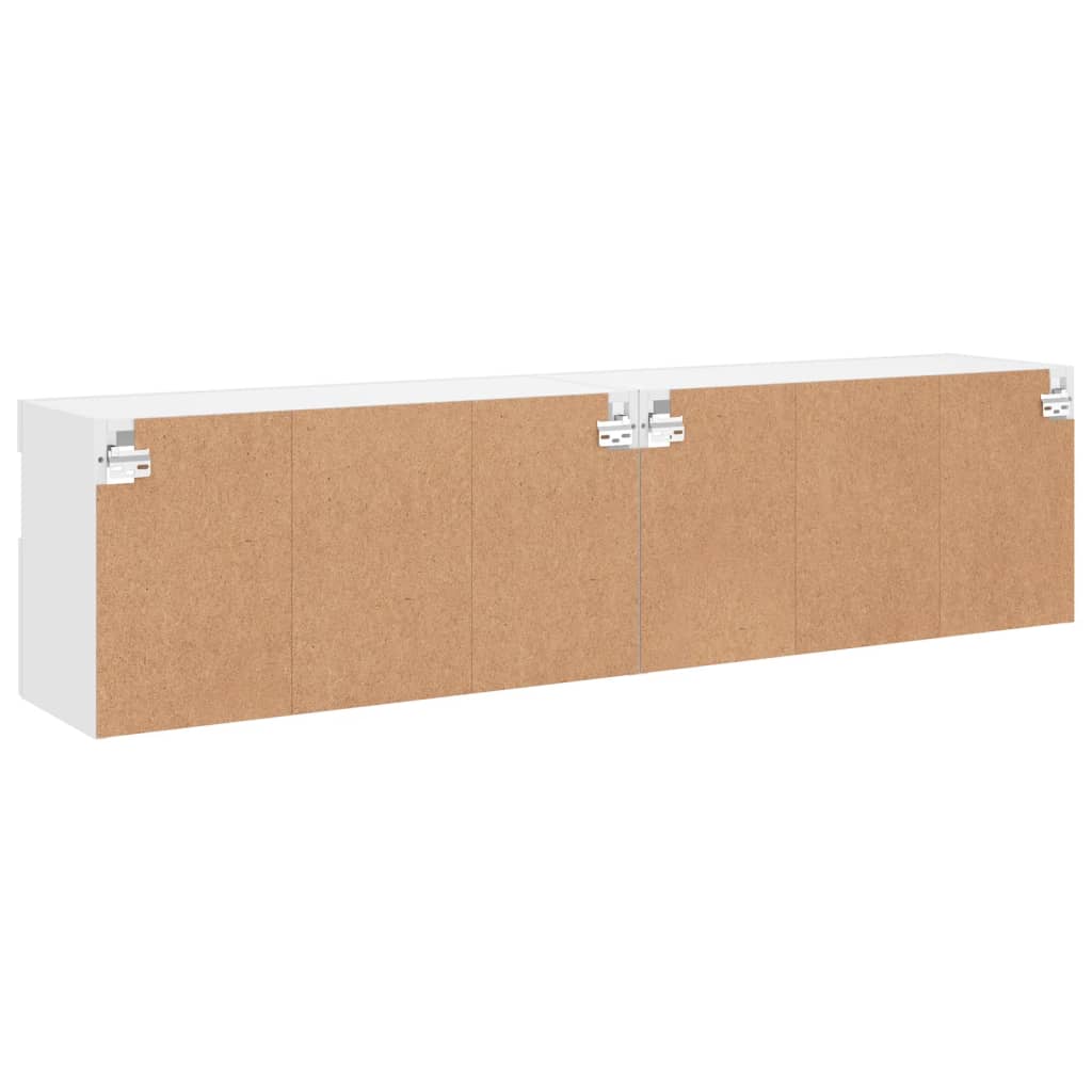væghængte tv-borde 2 stk. med LED-lys 80x30x40 cm hvid