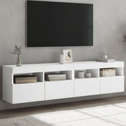 væghængte tv-borde 2 stk. med LED-lys 80x30x40 cm hvid