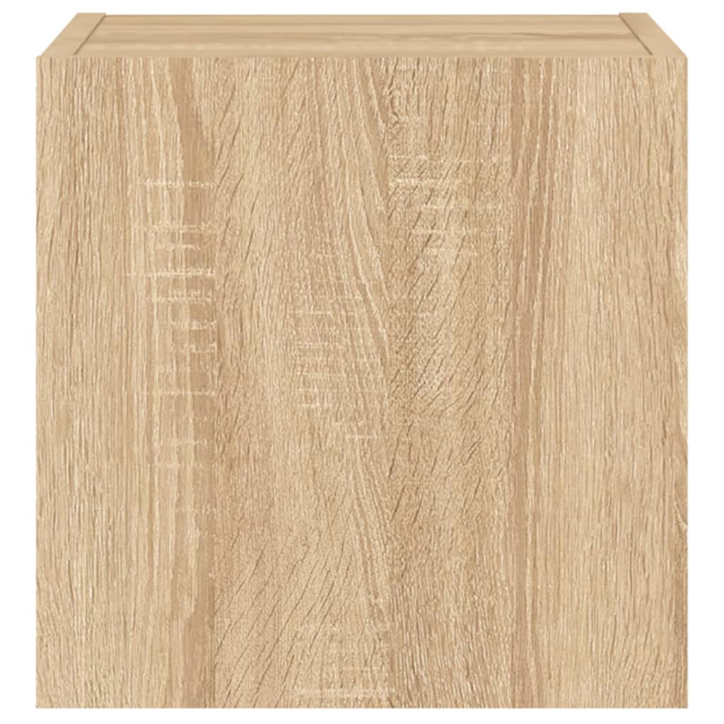 væghængt tv-bord med LED-lys 30,5x35x30 cm sonoma-eg