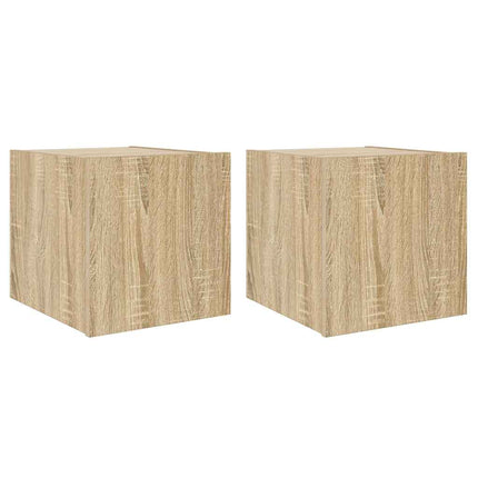 væghængte tv-borde 2 stk. med LED-lys 30,5x35x30 cm sonoma-eg