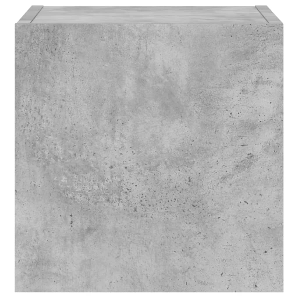 væghængt tv-bord med LED-lys 30,5x35x30 cm betongrå
