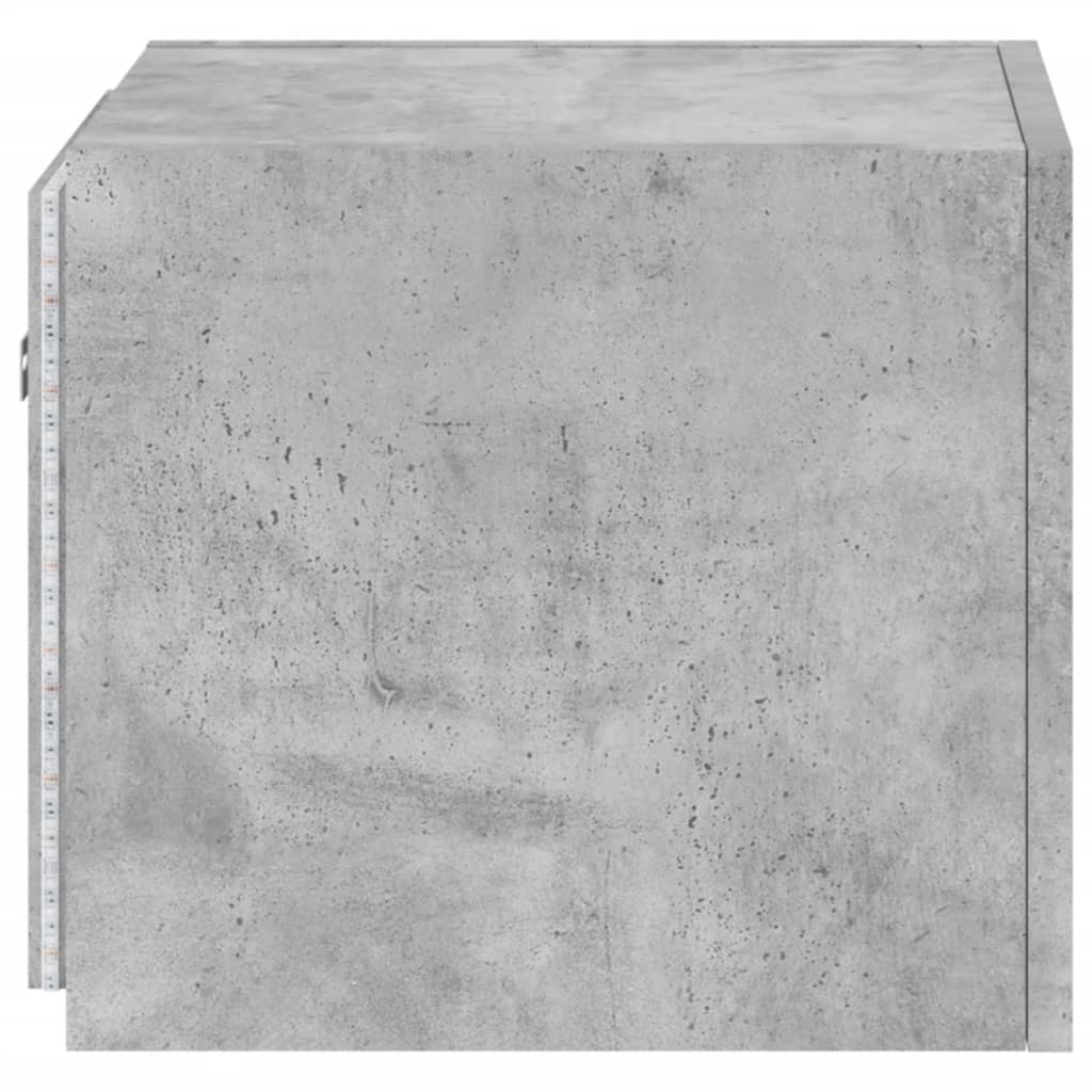 væghængt tv-bord med LED-lys 30,5x35x30 cm betongrå