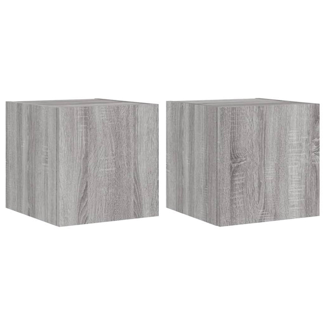 væghængte tv-borde 2 stk. LED-lys 30,5x35x30 cm grå sonoma-eg