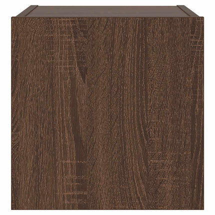 væghængte tv-borde 2 stk. med LED-lys 30,5x35x30 cm brunt eg