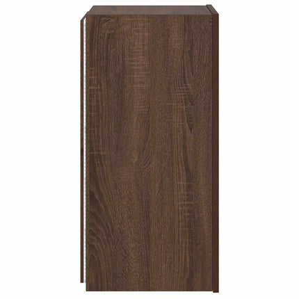 væghængt tv-bord med LED-lys 30,5x35x70 cm brun egetræsfarve