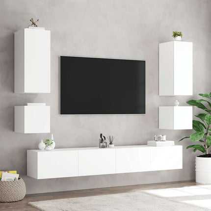 væghængt tv-bord med LED-lys 40,5x35x40 hvid
