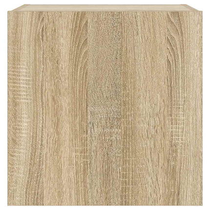 væghængt tv-bord med LED-lys 40,5x35x40 cm sonoma-eg
