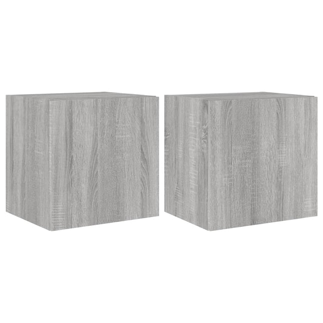 væghængte tv-borde 2 stk. LED-lys 40,5x35x40 cm grå sonoma-eg