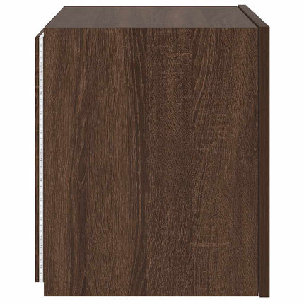 væghængt tv-bord med LED-lys 40,5x35x40 cm brun egetræsfarve