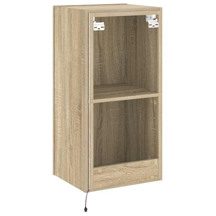væghængt tv-bord med LED-lys 40,5x35x80 cm sonoma-eg
