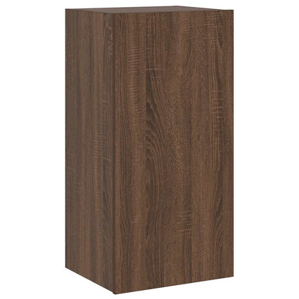 væghængt tv-bord med LED-lys 40,5x35x80 cm brun egetræsfarve