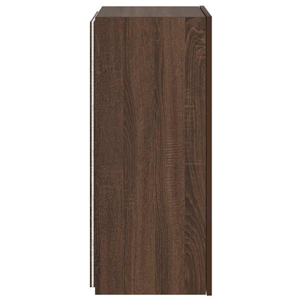 væghængt tv-bord med LED-lys 40,5x35x80 cm brun egetræsfarve