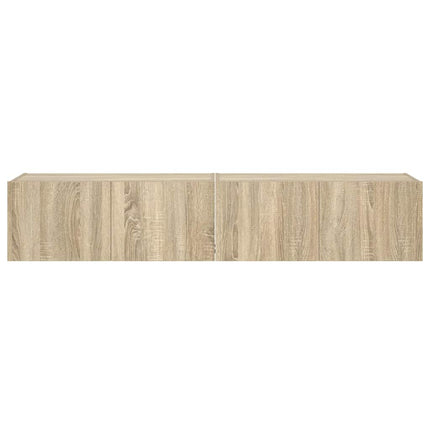 væghængte tv-borde 2 stk. med LED-lys 80x35x31 cm sonoma-eg
