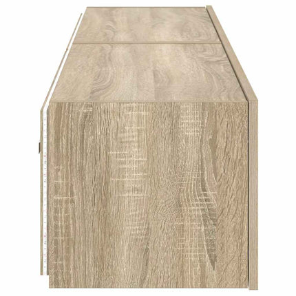 væghængte tv-borde 2 stk. med LED-lys 80x35x31 cm sonoma-eg