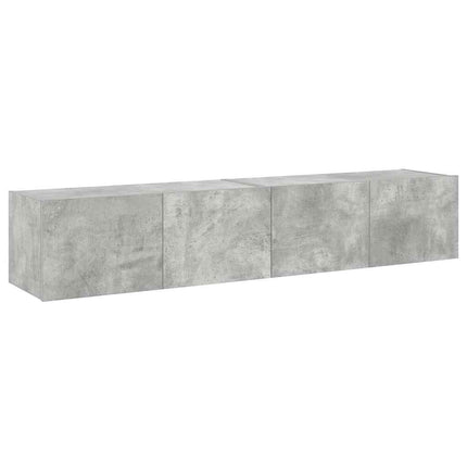 væghængte tv-borde 2 stk. med LED-lys 80x35x31 cm betongrå