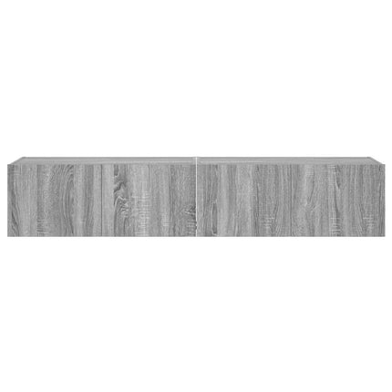 væghængte tv-borde 2 stk. med LED-lys 80x35x31 cm grå sonoma-eg