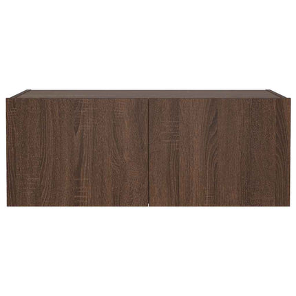 væghængt tv-bord med LED-lys 80x35x31 cm brun egetræsfarve