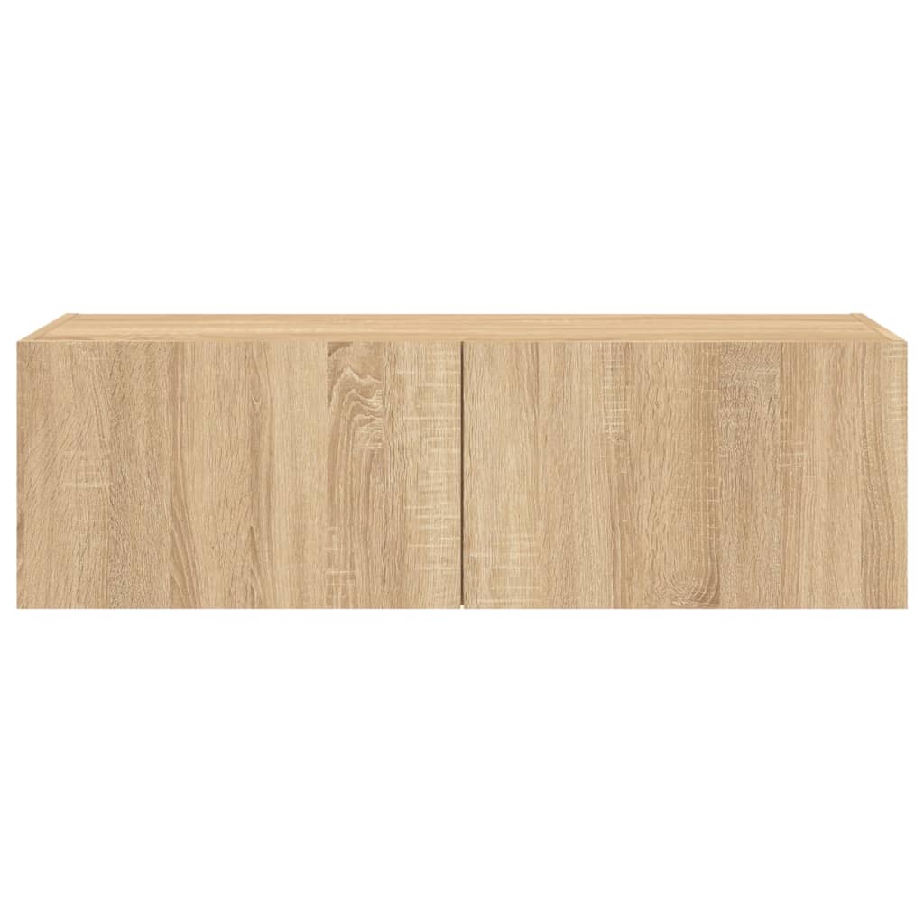 væghængt tv-bord med LED-lys 100x35x31 cmsonoma-eg