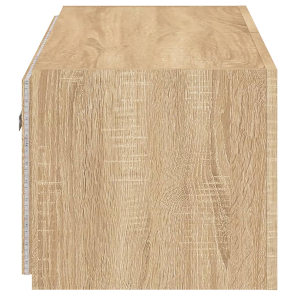 væghængt tv-bord med LED-lys 100x35x31 cmsonoma-eg