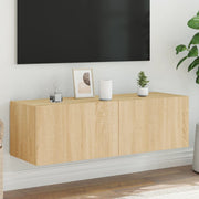 væghængt tv-bord med LED-lys 100x35x31 cmsonoma-eg