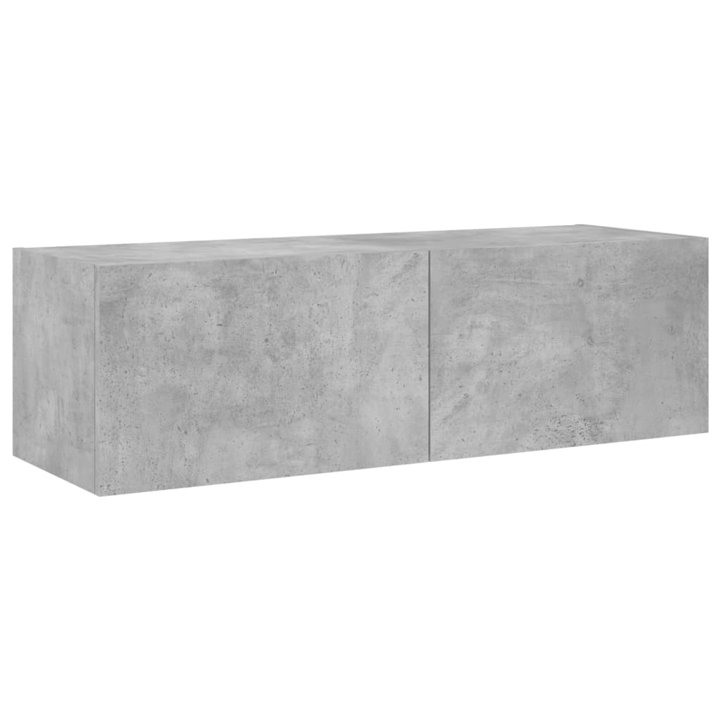 væghængt tv-bord med LED-lys 100x35x31 cm betongrå