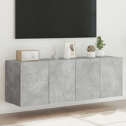 væghængte tv-borde 2 stk. med LED-lys 60x35x41 cm betongrå